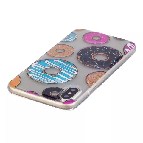 Coque Donut p&acirc;tisserie en TPU compatible avec iPhone X XS - Color&eacute; Transparent