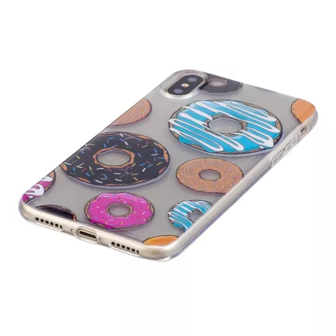 Coque Donut p&acirc;tisserie en TPU compatible avec iPhone X XS - Color&eacute; Transparent