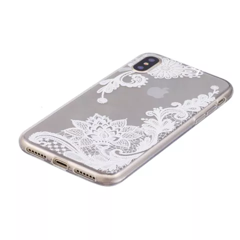 Dentelle Florale Transparente la coque TPU compatible avec iPhone X XS - Blanc