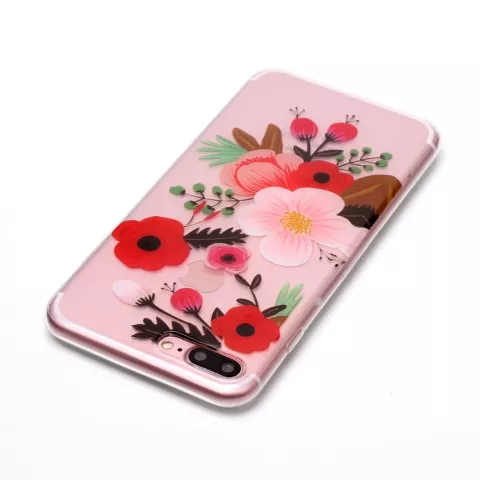 Coque TPU Branche de Fleurs compatible avec iPhone 7 Plus 8 Plus - Color&eacute; Transparent