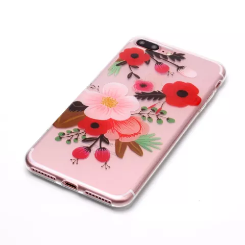 Coque TPU Branche de Fleurs compatible avec iPhone 7 Plus 8 Plus - Color&eacute; Transparent