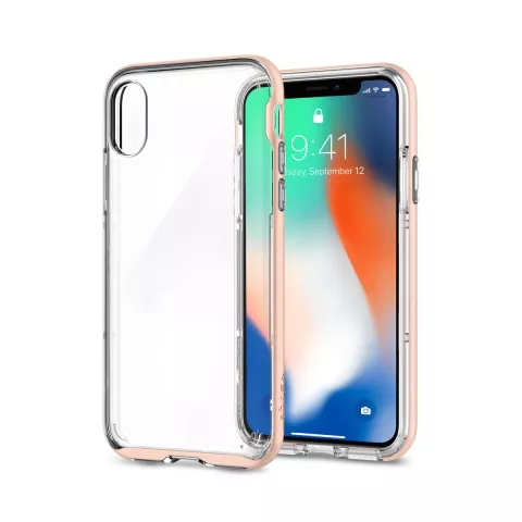 Coque Spigen Neo Hybrid Crystal compatible avec iPhone X XS - Coque Or Rose
