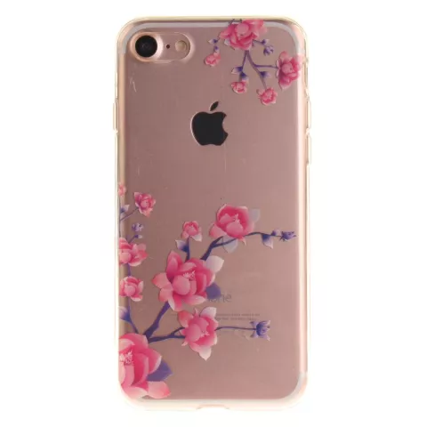 Coque iPhone 7 8 SE 2020 SE 2022 Transparent Blanches Branches TPU - Rose Violet
