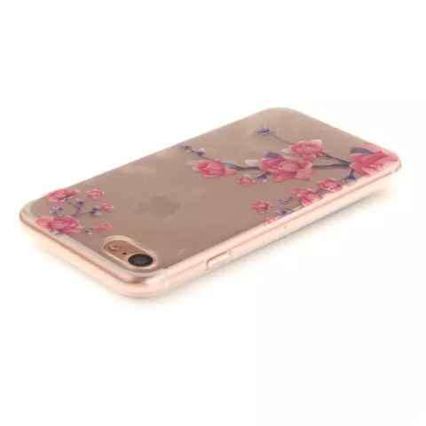 Coque iPhone 7 8 SE 2020 SE 2022 Transparent Blanches Branches TPU - Rose Violet