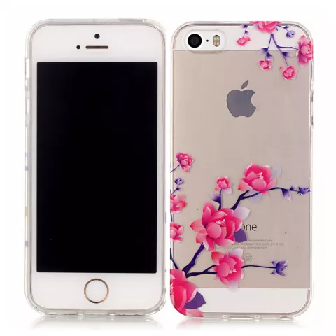 Coque iPhone 5 5s SE 2016 Transparent Branches Branches TPU - Rose Violet