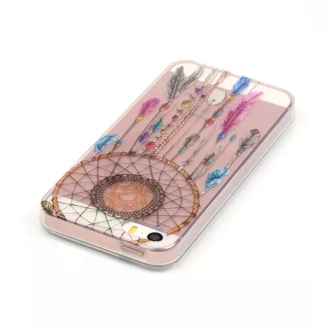 Coque en TPU Transparent Dreamcatcher compatible avec iPhone 5 5s SE 2016 - Marron Violet