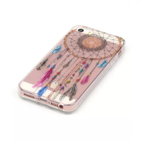 Coque en TPU Transparent Dreamcatcher compatible avec iPhone 5 5s SE 2016 - Marron Violet