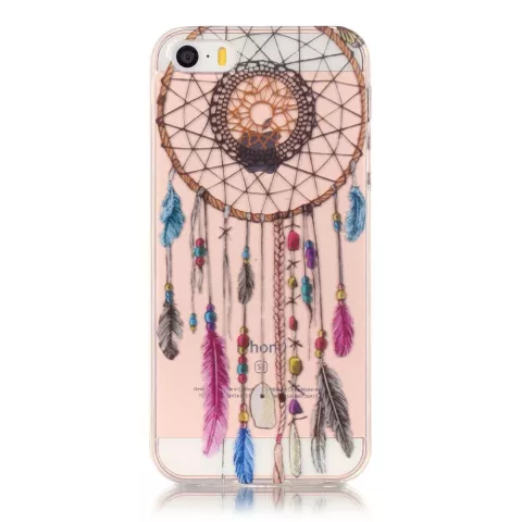 Coque en TPU Transparent Dreamcatcher compatible avec iPhone 5 5s SE 2016 - Marron Violet