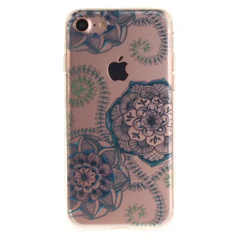 Fleurs de Mandala Transparentes compatible avec Coque TPU iPhone 7 8 SE 2020 SE 2022 - Bleu