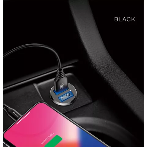 Chargeur de voiture universel double USB Baseus 3,1 amp&egrave;res - noir