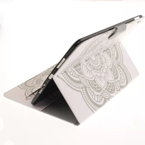 Portefeuille en cuir Mandala compatible avec iPad Air 3 (2019) et &agrave; l&#039;iPad Pro 10,5 pouces - Blanc Standard