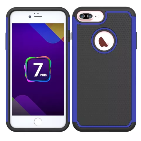Studs hybride Silicone compatible avec iPhone 7 Plus 8 Plus Coque en plastique en deux parties - Bleu Noir