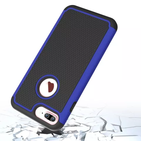 Studs hybride Silicone compatible avec iPhone 7 Plus 8 Plus Coque en plastique en deux parties - Bleu Noir