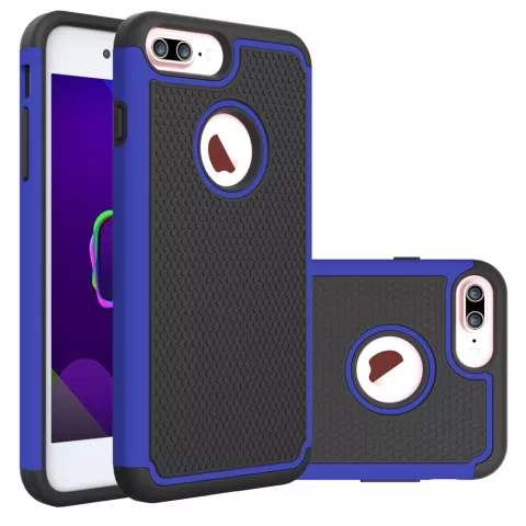 Coque deux pi&egrave;ces hybride en plastique silicone pour iPhone 7 Plus 8 Plus - Bleu Noir