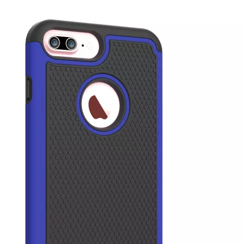 Studs hybride Silicone compatible avec iPhone 7 Plus 8 Plus Coque en plastique en deux parties - Bleu Noir