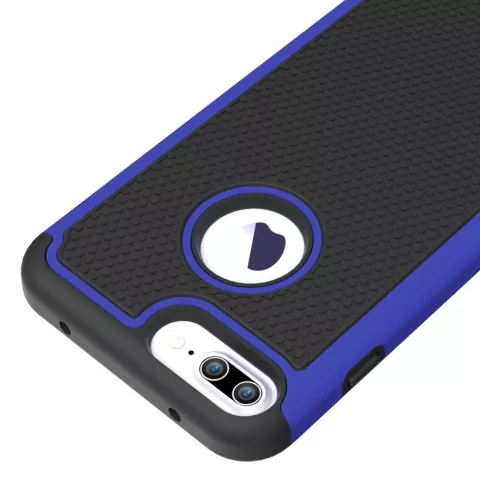 Studs hybride Silicone compatible avec iPhone 7 Plus 8 Plus Coque en plastique en deux parties - Bleu Noir