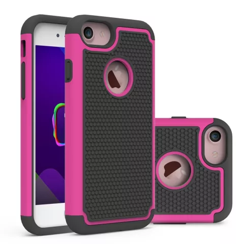 Coque en plastique silicone en deux parties adapt&eacute;e aux goujons iPhone 7 8 - Rose Noir