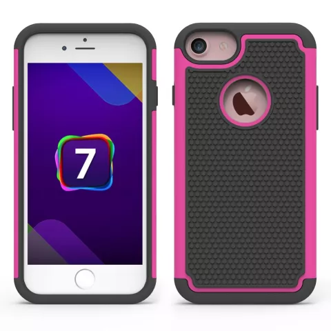 Coque en plastique silicone en deux parties adapt&eacute;e aux goujons iPhone 7 8 - Rose Noir