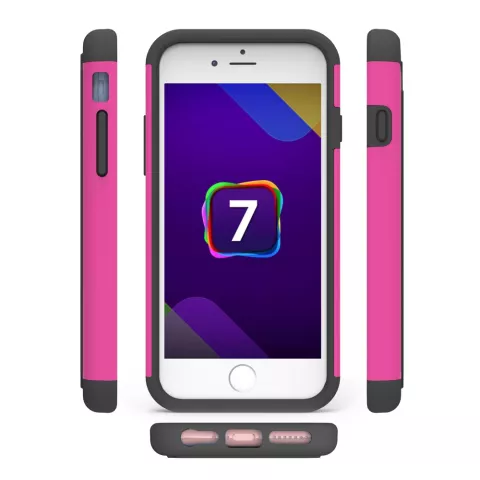 Coque en plastique silicone en deux parties adapt&eacute;e aux goujons iPhone 7 8 - Rose Noir