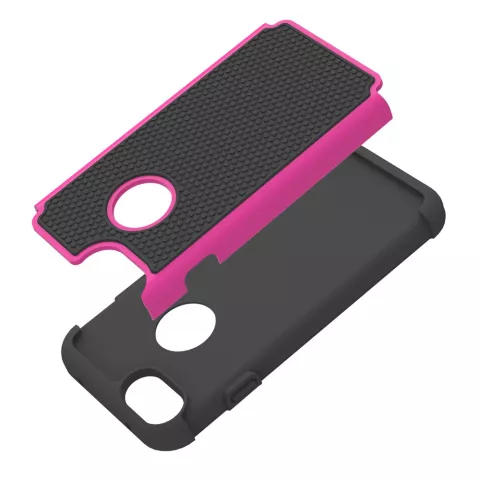 Coque en plastique silicone en deux parties adapt&eacute;e aux goujons iPhone 7 8 - Rose Noir