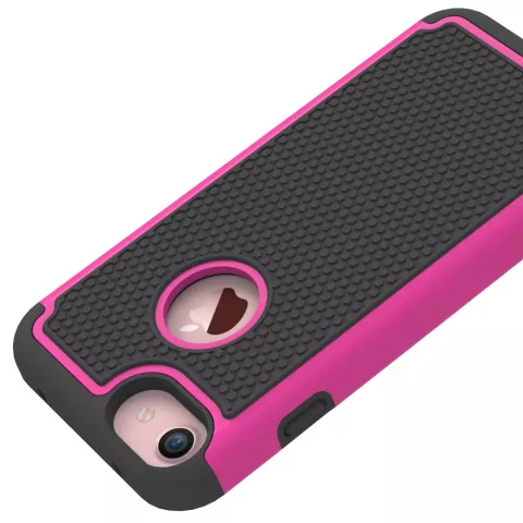 Coque en plastique silicone en deux parties adapt&eacute;e aux goujons iPhone 7 8 - Rose Noir