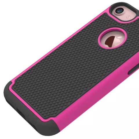 Coque en plastique silicone en deux parties adapt&eacute;e aux goujons iPhone 7 8 - Rose Noir