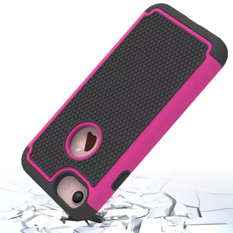 Coque en plastique silicone en deux parties adapt&eacute;e aux goujons iPhone 7 8 - Rose Noir