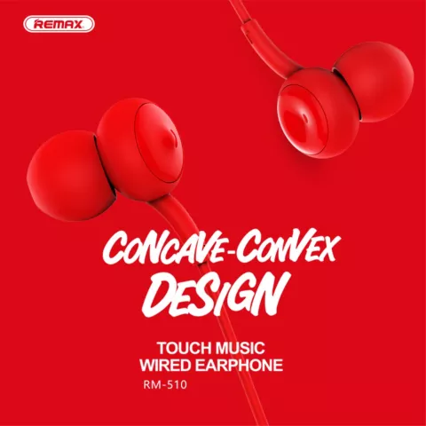 Remax RM-510 &Eacute;couteurs intra-auriculaires filaires 3,5 mm - Micro rouge