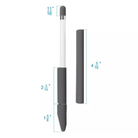 Poign&eacute;e antid&eacute;rapante en silicone pour Apple Pencil 4 pi&egrave;ces de protection suppl&eacute;mentaire - Gris