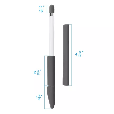 Poign&eacute;e antid&eacute;rapante en silicone compatible avec Apple Pencil 4 pi&egrave;ces Protection suppl&eacute;mentaire - Gris