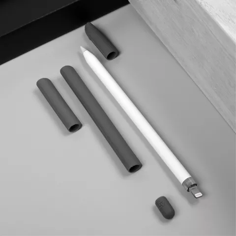 Poign&eacute;e antid&eacute;rapante en silicone compatible avec Apple Pencil 4 pi&egrave;ces Protection suppl&eacute;mentaire - Gris