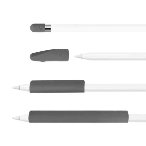 Poign&eacute;e antid&eacute;rapante en silicone compatible avec Apple Pencil 4 pi&egrave;ces Protection suppl&eacute;mentaire - Gris