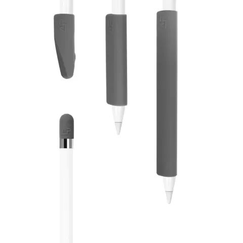 Poign&eacute;e antid&eacute;rapante en silicone pour Apple Pencil 4 pi&egrave;ces de protection suppl&eacute;mentaire - Gris