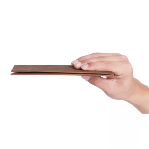 Pochette portefeuille universelle en cuir v&eacute;g&eacute;talien pour smartphone avec poche pour t&eacute;l&eacute;phone - Marron
