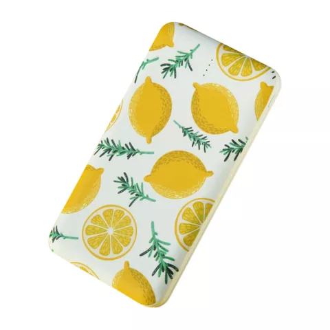 USAMS Lemon Powerbank 10 000 mAh Double Chargeur USB Jaune Blanc