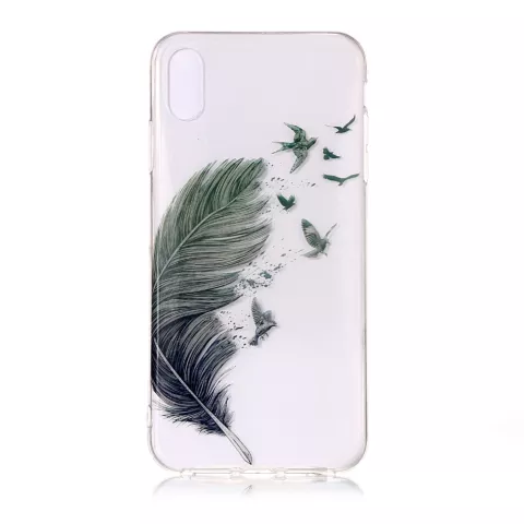 Coque flexible en TPU oiseaux et plumes compatible avec iPhone XR - Transparente