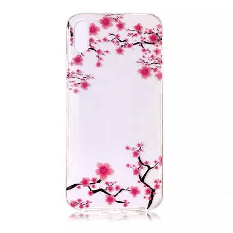 Coque TPU Branches de Fleurs Transparentes compatible avec iPhone XR - Rose