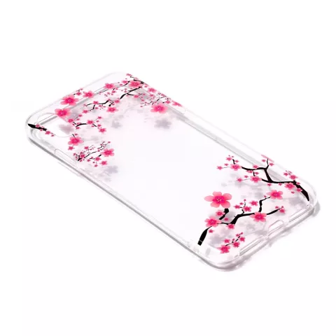 Coque TPU Branches de Fleurs Transparentes compatible avec iPhone XR - Rose