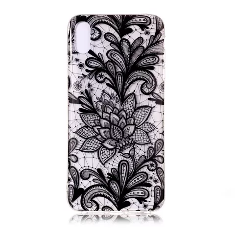 Coque TPU Florale Transparente compatible avec iPhone XR - Noir