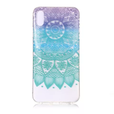 Coque iPhone XR Transparent Mandala TPU - Violet Turquoise