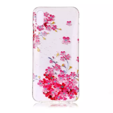 Coque Floral Transparente Color&eacute;e TPU iPhone XR - Rose