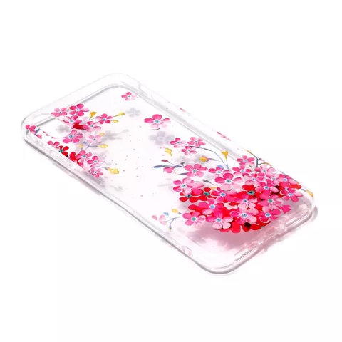 &Eacute;tui &agrave; Fleurs Transparent Color&eacute; TPU compatible avec iPhone XR - Rose