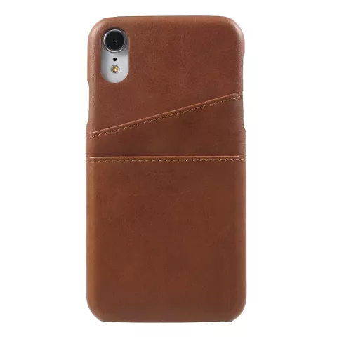 Etui en cuir pour iPhone XR - Marron