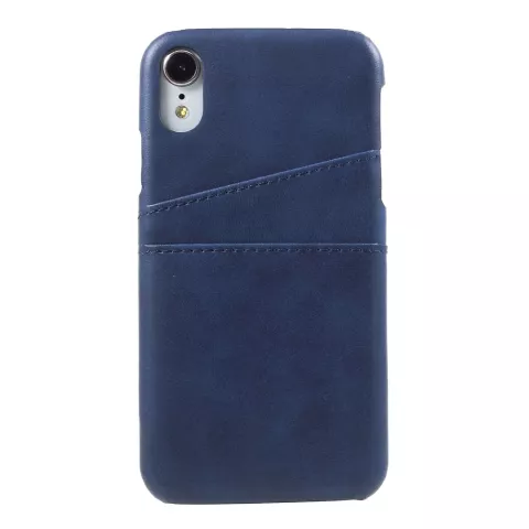 Duo Cardslot Wallet Card Cover Cuir compatible avec iPhone XR - Bleu