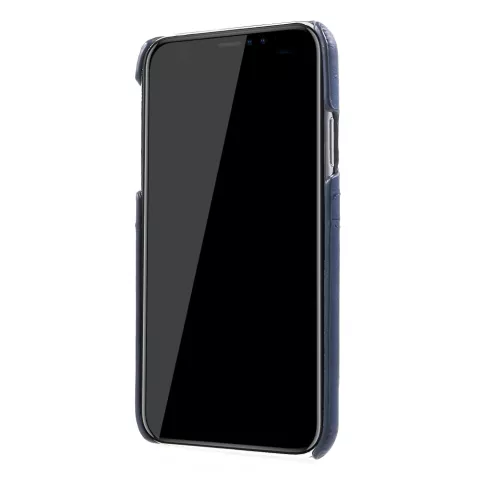 Duo Cardslot Wallet Card Cover Cuir compatible avec iPhone XR - Bleu