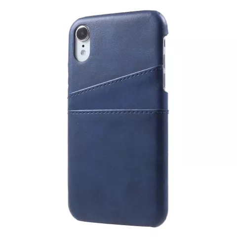 Duo Cardslot Wallet Card Cover Cuir compatible avec iPhone XR - Bleu