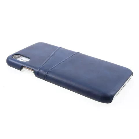 Duo Cardslot Wallet Card Cover Cuir compatible avec iPhone XR - Bleu