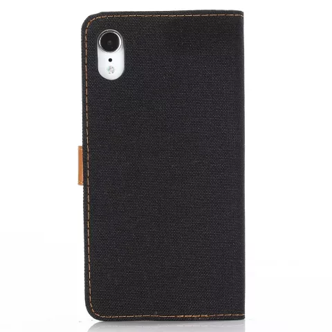 Portefeuille en cuir Porte-cartes Biblioth&egrave;que iPhone XR - Noir Marron