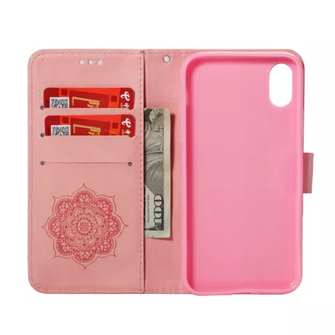 Portefeuille Biblioth&egrave;que Dreamcatcher Porte-cartes compatible avec iPhone XR - Rose