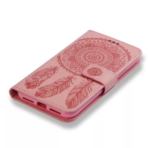 Portefeuille Biblioth&egrave;que Dreamcatcher Porte-cartes compatible avec iPhone XR - Rose